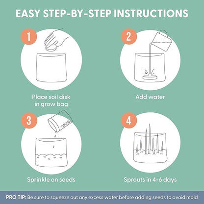 The Cat Ladies Cat Grass Grow Bag Kit, Organic Cat Grass for Indoor Cats, Cat Grass Seeds, Soil & Grow Bags 3 Pack