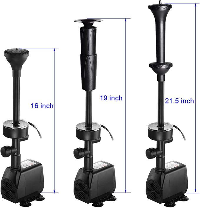 730GPH Submersible Pump Fountain with RGB Color Changing Ring Water Patterns Decoration Garden Pond Landscape 2800L/H, 110V/55W