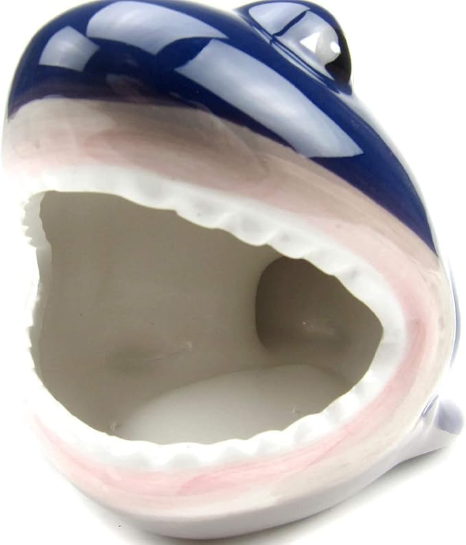 Hamster House Ceramic Shark Shape Small Pet Hideout Nest-Hamster Sand Bath-Chinchilla Dust Bath Nesting Habitat Cage Accessories(Shark)
