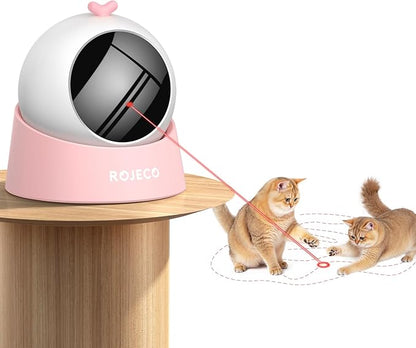 ROJECO Auto Laser Cat Toy - Random Motion Track, Magnetic 360° Base, Run Quiet,Rechargeable with 1000mAh Battery, Auto Sleep & 3 Speed Modes, Safe for Cats,Interactive Cat Toys for Bored Indoor,Pink