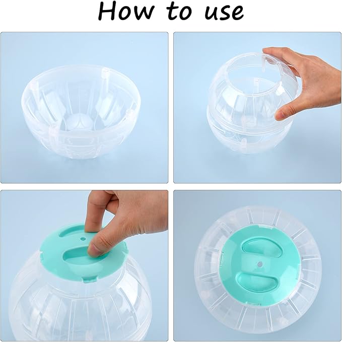 Hamster Exercise Ball, 5.7 Inch Transparent Running Wheel for Dwarf Hamsters to Reduce Boredom and Increase Activity
