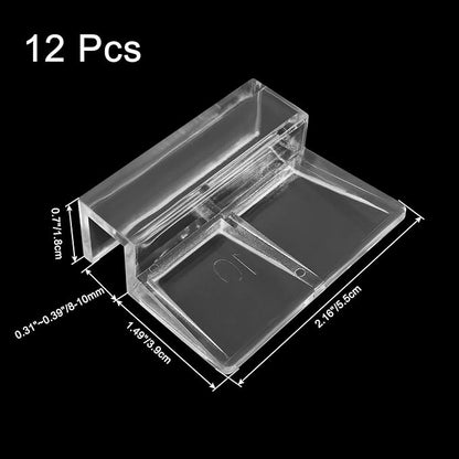 12 Pack Aquarium Lid Clips DIY Aquarium Lid Holder Clear Acrylic Fish Tank Support 10MM Aquarium Glass Holder(10MM)