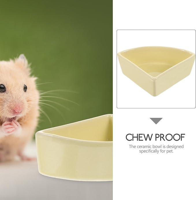 iplusmile Ceramic Hamster Food Bowl, Pet Guinea Pig Water Rat Bowl for Gerbil Mouse Chinchilla Hedgehog Sugar Glider, Yellow