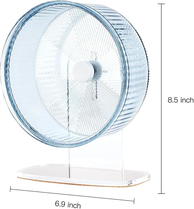 Super-Silent Hamster Exercise Wheel: Silent Spin Toys Hamster Running Wheels with Height Adjustable Stand for Hamsters Gerbils Mice Or Other Small Animals -6.5inch Blue