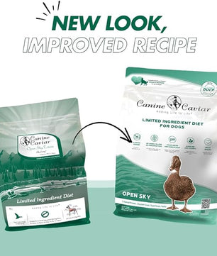 Canine Caviar - Open Sky: Duck & Teff Alkaline Dry Dog Food, Limited Ingredients, Gluten-Free, Based on Science & Research, Veterinary Alternative Diet (4.4 Pound Bag)