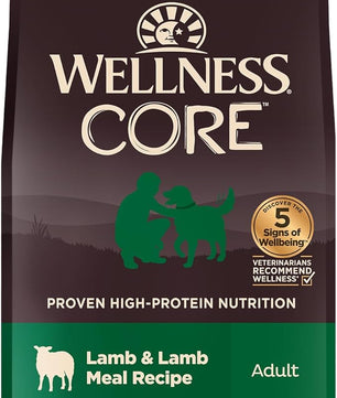 Wellness CORE Dry Dog Food, Grain Free, High Protein, Natural, Lamb Recipe, (4-Pound Bag)