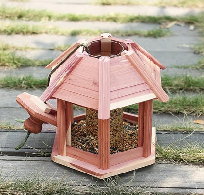 Large Gazebo Hanging Bird Feeders for Outside Clearance - Aromatic Red Cedar Birdfeeder for Outdoor- Lifetime Durability - Flythrough Bird Feeding Station - All Birds Available (6 Lbs Capacity)