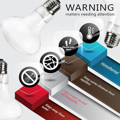 2 Pack Reptile Heating Bulb 50W with Sticked Digital Thermometer for Reptiles Amphibians,Turtles,Chamelon,Lizard,Python,Ceratophrys