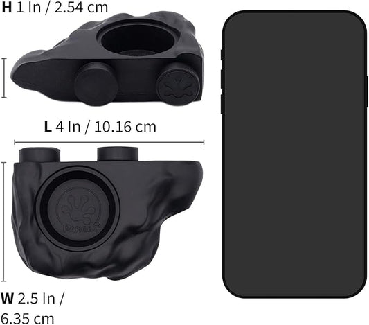 Pangea Silicone Gecko Feeding Ledge - Magnetic Mini Food Dish for Reptile Tank - 4.125" x 2.625" x 1.18" - Fits 0.5oz Cups (Black)