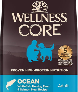 Wellness CORE Dry Dog Food, Grain-Free, High Protein, Natural, Ocean Whitefish, Herring, & Salmon Recipe, (4-Pound Bag)