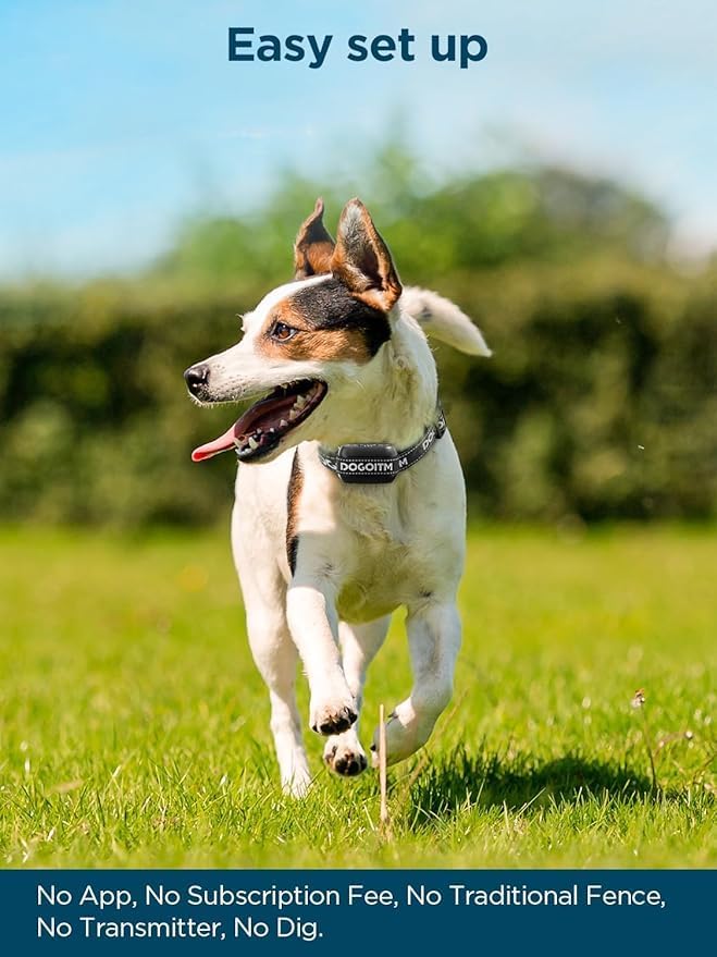 Wireless Dog Fence for 2 Dogs,GPS Dog Fence Collar with AI Smart GPS Signal for Outdoor, Waterproof and Rechargeable Pet Containment System with 3 Warning Modes, Range 65-3290 FT for Most Dogs