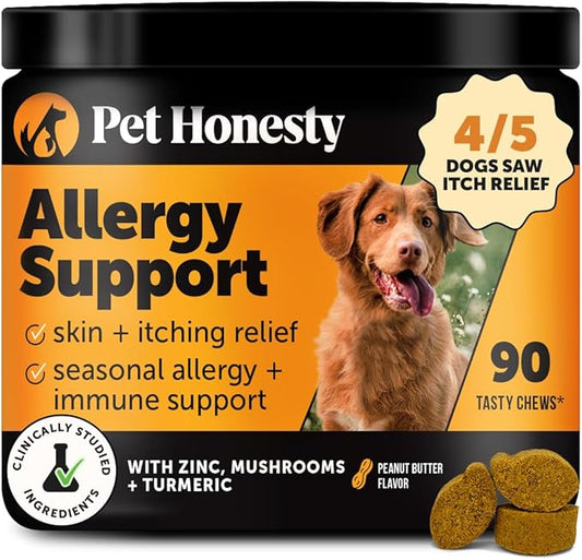 Dog Allergy Itch Relief - Advanced Itch Supplement with Probiotics for Dogs - Immune Support & Skin Relief for Seasonal Allergies - Natural Itchy Skin & Paw Relief - (Peanut Butter, 90 Ct)