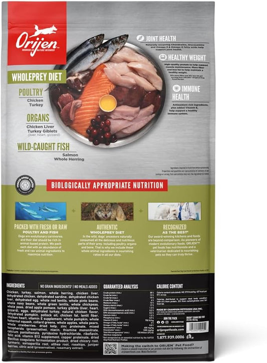 ORIJEN Grain Free High Protein Dry Dog Food Senior Recipe 23.5lb Bag