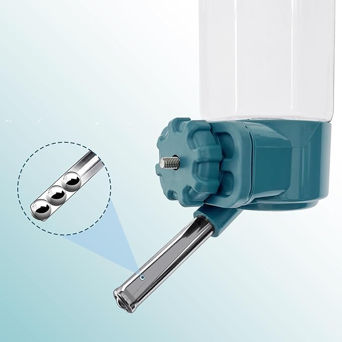 LOS ANDES No-Drip Water Bottle/Feeder for Guinea Pigs/Hamsters/Bunnies/Ferrets/Squirrel/Hedgehog/Other Small Pets, Weather Resistant Cage Water Bottles for Dogs/Cats, 18.5oz,Blue