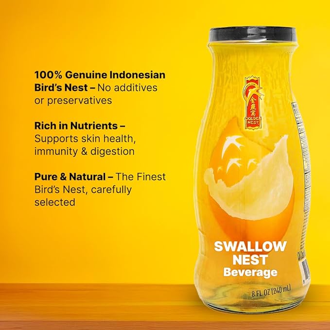 Golden Nest Premium Bird Nest Drink, Swallow Bird Nest 100% Natural - Made in USA, (燕窩) 12 bottles x 240 ml (8oz) (Original)