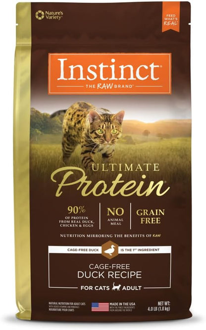 Instinct Ultimate Protein, Natural Dry Cat Food, Grain Free Recipe - Cage Free Duck, 4 lb. Bag