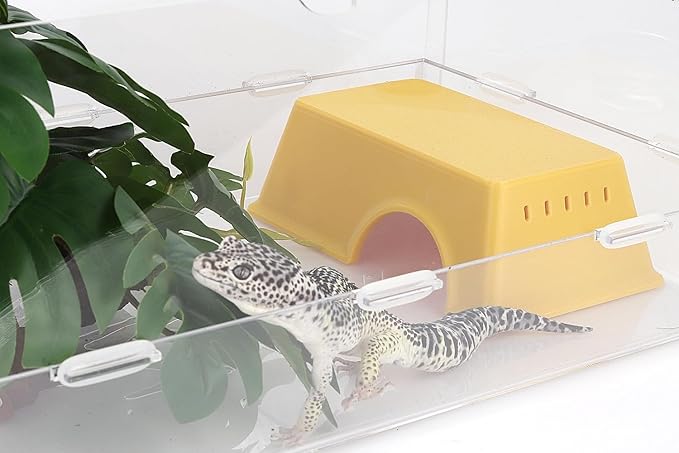 Snake Hide, Leopard Gecko Tank Accessories for Reptile Ball Python Crested Gecko Lizard Bearded Dragon - YellowHideM