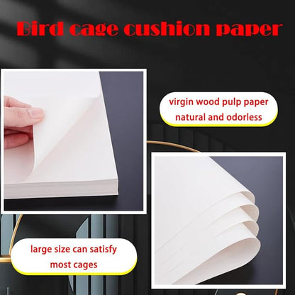 DQITJ 200 Pcs Large Size Bird Cage Liner Papers, Disposable Virgin Wood Pulp Paper Bird Cage Liners, Precut Absorbent Pet Cages Cushion (22 inch x 11 inch)