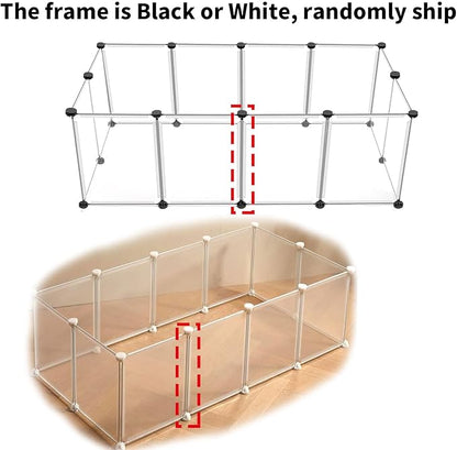 12 Panels Pet Playpen 16”x12” Plastic Rabbit Cage Small Animal Playpen, Pet Fence Indoor, DIY Enclosure for Guinea Pigs, Bunny, Hamsters, Hedgehogs (Matting)