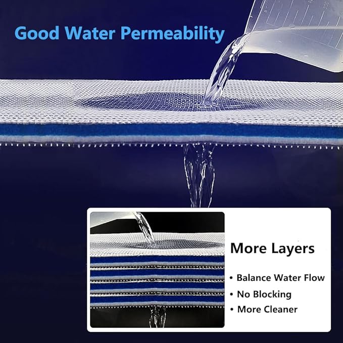 Aquarium Filter Media, Newly Premium 8-Layer Filter Pads for Aquarium, Fish Tank Sponge Pad Foam Filter Accessories for Pond (15.7"x11.8",1pack)