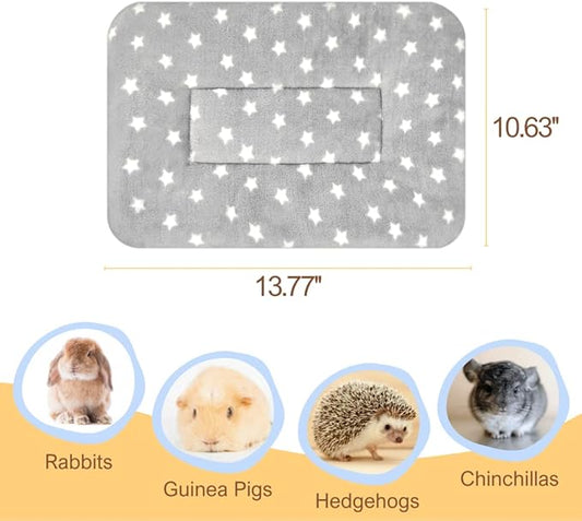 10PCS Guinea Pig Bed Soft Rabbit Bedding Cage Liner Warm Bunny Mats Pee Pads Fleece Blanket Plush Hamster Sleep Beds Ferret Squirrel Hedgehog Rat
