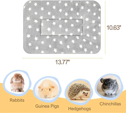 3PCS Guinea Pig Bed Soft Rabbit Bedding Cage Liner Warm Bunny Mats Pee Pads Fleece Blanket Plush Hamster Sleep Beds Ferret Squirrel Hedgehog Rat