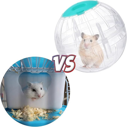 2 Pieces Hamster Exercise Ball, 5.7 Inch Guinea Pigs Running Ball Transparent Plastic Hamster Wheel for Dwarf Rabbits Small Pets to Reduce Boredom and Increase Activity