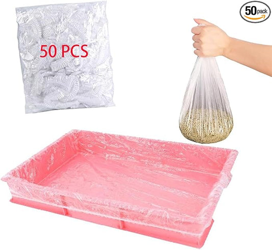 50 Pcs Disposable Rabbit Cage Liner Plastic Toilet Film Leak-Proof for Small Animals Bunny Guinea Pig Bird Cage Liners Litter Box Crate Tray Drawer Quick Cleanup Essentials Indoor (Medium)