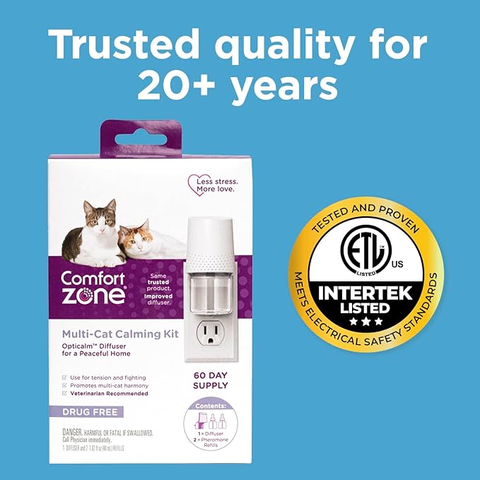 Comfort Zone 3 Pack MultiCat Diffuser Refills; Cat Calming Pheromones Help Anxiety; 30-day refills