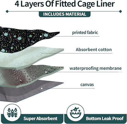YKD Ferret Cage Liners for Ferret Nation & Critter Nation Cages, Waterproof Chinchilla Cage Accessories, Washable Bedding, for Ferrets, Chinchillas, Rats, Fancy Rat & Small Furry Pet (Top Pan Set)