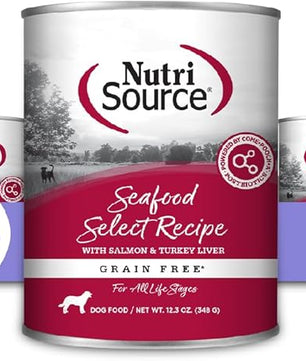 NutriSource Grain Free Seafood Select Recipe Dog Food, Premium Wet Dog Food, 12.3 Ounce (Pack of 12)