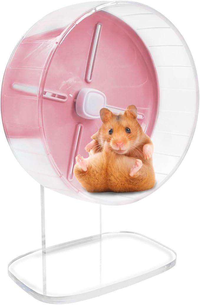 kathson Hamster Exercise Wheel 7.87 in Silent Spinning Running Wheels with Stand for Hamsters, Gerbils, Mice and Other Small Pets (Pink)
