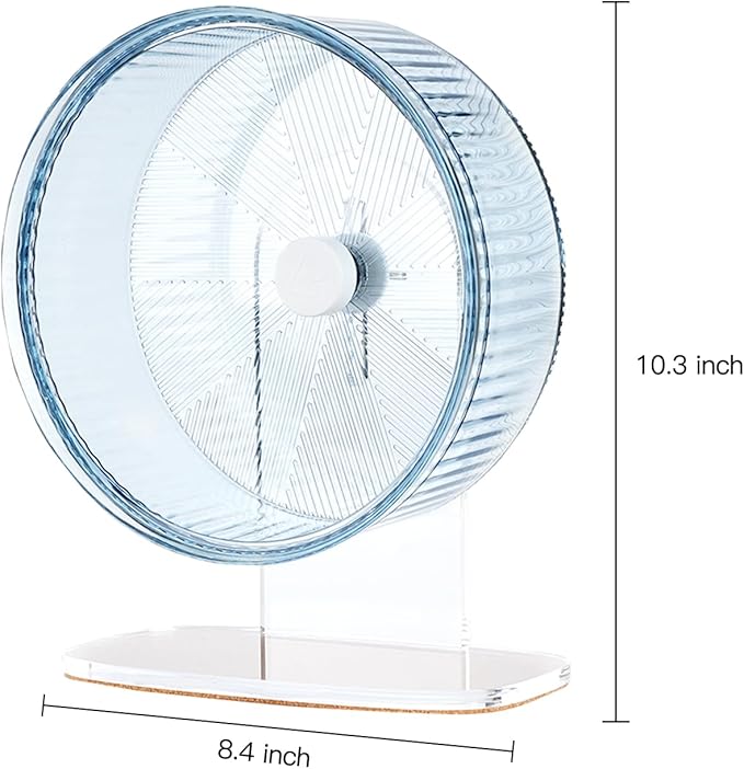 Super-Silent Hamster Exercise Wheel: Silent Spin Toys Hamster Running Wheels with Height Adjustable Stand for Hamsters Gerbils Mice Or Other Small Animals -8.5inch Blue