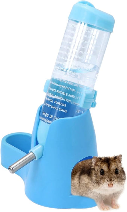 Wontee Hamster Water Bottle Water Dispenser Hamster Silent Exercise Running Wheel for Dwarf Hamsters Gerbil Mice (Blue, 125ML)
