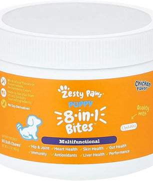 Zesty Paws Dog Multivitamin, Chewable Dog Vitamins and Supplements for Hip & Joints, Skin & Coat, Omega 3 Fish Oil for Dogs- Puppy Multivitamin - Chicken Puppy Bites- 90ct