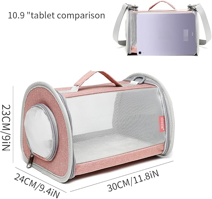 Guinea Pig Carrier Travel Small Animal Carrier Bag Lizard Bird Rabbit Carrier Cage Squirrel Breathable Bag Portable Travel Hamster Small Pet Hangbag (Large, Pink)