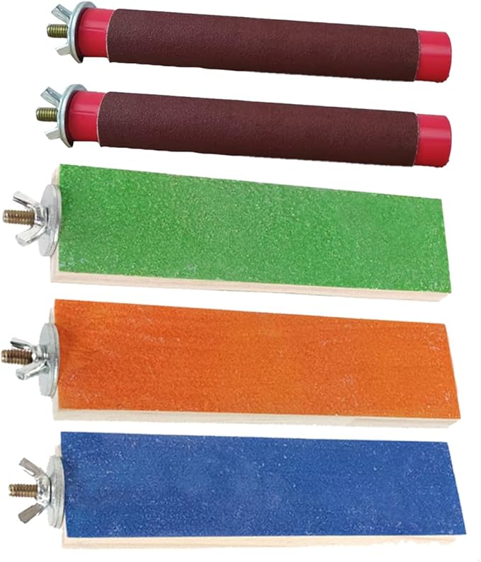 Sugar Glider Toys Sharpening Claws Toys for Bird Cage Accessories Steps Toys Bird Toys for Parrots Small Animal Climbing Steps Scratching Snadpaper for Cages Parakeet perches ﻿ (Set A)