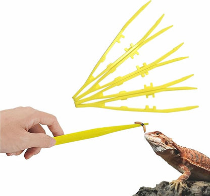 4-Pack Reptile Feeding Tongs Set - Hygienic Anti-Slip Yellow Tweezers for Bearded Dragons, Lizards, Snakes, Aquariums & Small Animals(Three Colors to Choose from, 18cm)