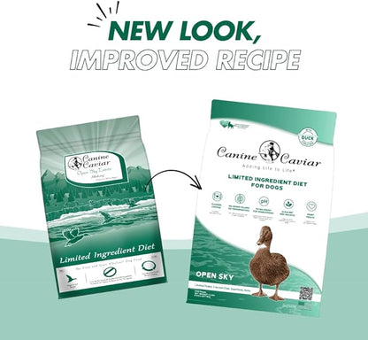 Canine Caviar - Open Sky: Duck & Teff Alkaline Dry Dog Food, Limited Ingredients, Gluten-Free, Based on Science & Research, Veterinary Alternative Diet (11 Pound Bag)