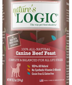Nature's Logic Grain-Free Canned Dog Food - 95% Animal Proteins - 100% Natural Wet Dog Food Cans - No Common Allergens - All Life Stages - Ideal for Sensitive Dogs - Beef (13.2 oz, 12 pack)
