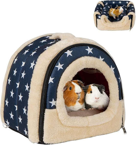 Pet Soft Guinea Pig Bed Rabbit Bed Cozy Guinea Pig Hideout House Bunny Hideout for Rabbits Hamster Bunny Rats Chinchilla Cave Bed Small Animal Bed (Stars)
