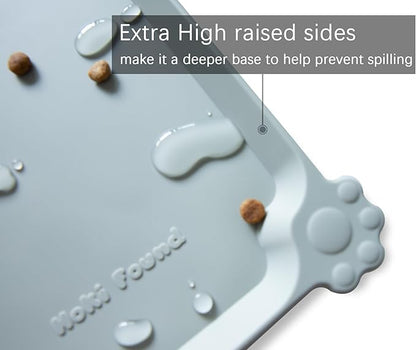 Hoki Found X-Large Silicone Pet Food Mats Tray - Non Slip Pet Dog Cat Bowl Mats Placemat - Dog Pet Cat Feeding Mat - Waterproof Dog Cat Food Mats -Pet Water Mats for Carpet -Battleship