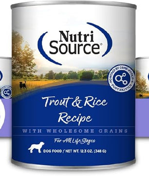 NutriSource Trout & Rice Recipe Dog Food, Premium Wet Dog Food, 12.3 Ounce (Pack of 12)