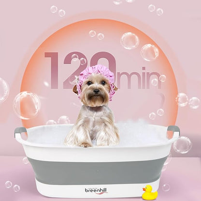 Collapsible Dog Bath Tub for Small Dogs & Cats, Portable Puppy Bath Tub with Water Drain Plug, Space Saving Foldable Pet Bathtub for Indoor & Outdoor Use, Grey