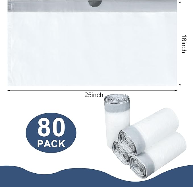 80 Pack Self-Cleaning Cat Litter Box Liners Replacement Kitty Waste Bags Drawstring Waste Bags for Automatic Self-Cleaning Cat Litter Box