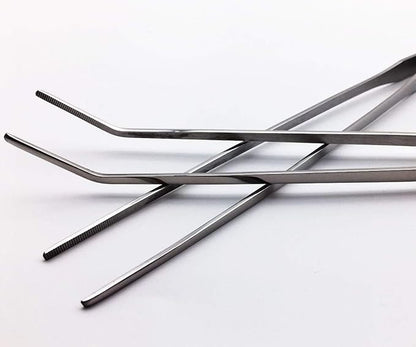 Reptile Feeding Tongs Stainless Steel Straight and Curved Tweezers Polished Long Handle Feeder Tools for Lizard Gecko Snake Spider Bird and Fish Aquariums,Silver