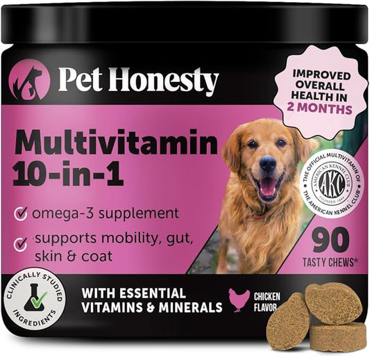 Multivitamin Dog Supplement, Glucosamine Chondroitin for Dogs, Probiotics, Omega Fish Oil, Dog Supplements & Vitamins, Vitamins for Skin and Coat Allergies (Chicken 90 ct)