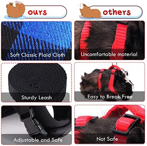 2 Pieces Guinea Pig Harness and Leash with Safety Bell Adjustable Hamster Ferret Harness and Leash Set No Pulling Walking Vest for Ferret Chinchilla and Similar Small Animals (S, 6-7 Inch Chest)