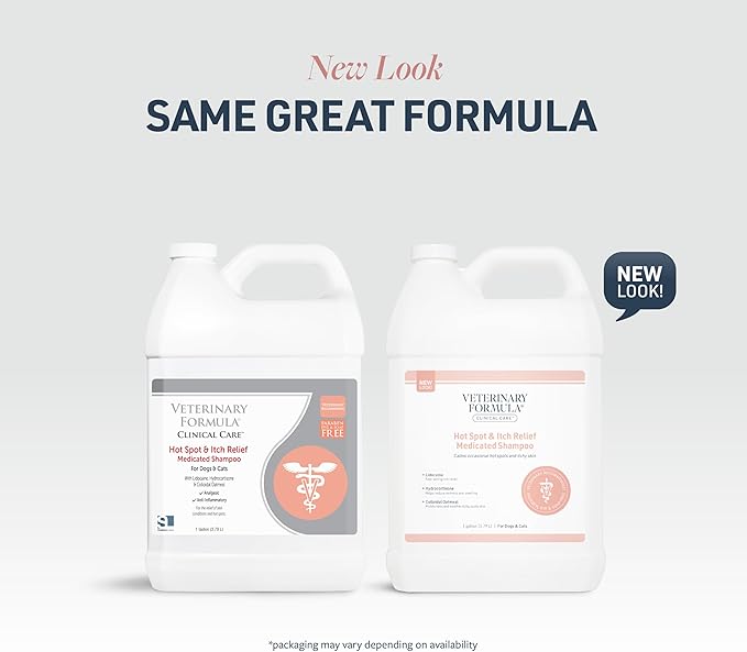 Veterinary Formula Clinical Care Hot Spot & Itch Relief Medicated Shampoo for Dogs and Cats 128oz – Helps Alleviate Sensitive Skin, Scratching, and Licking of Coat