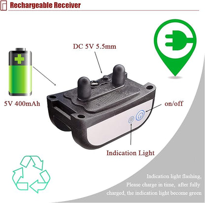2 in 1 Wireless Dog Fence & Remote Training Collar, 2023 Pet Containment System, Dog Electric Boundary Container System, Adjustable Control Range, Waterproof, for 1 2 3 Dogs,for3dogs
